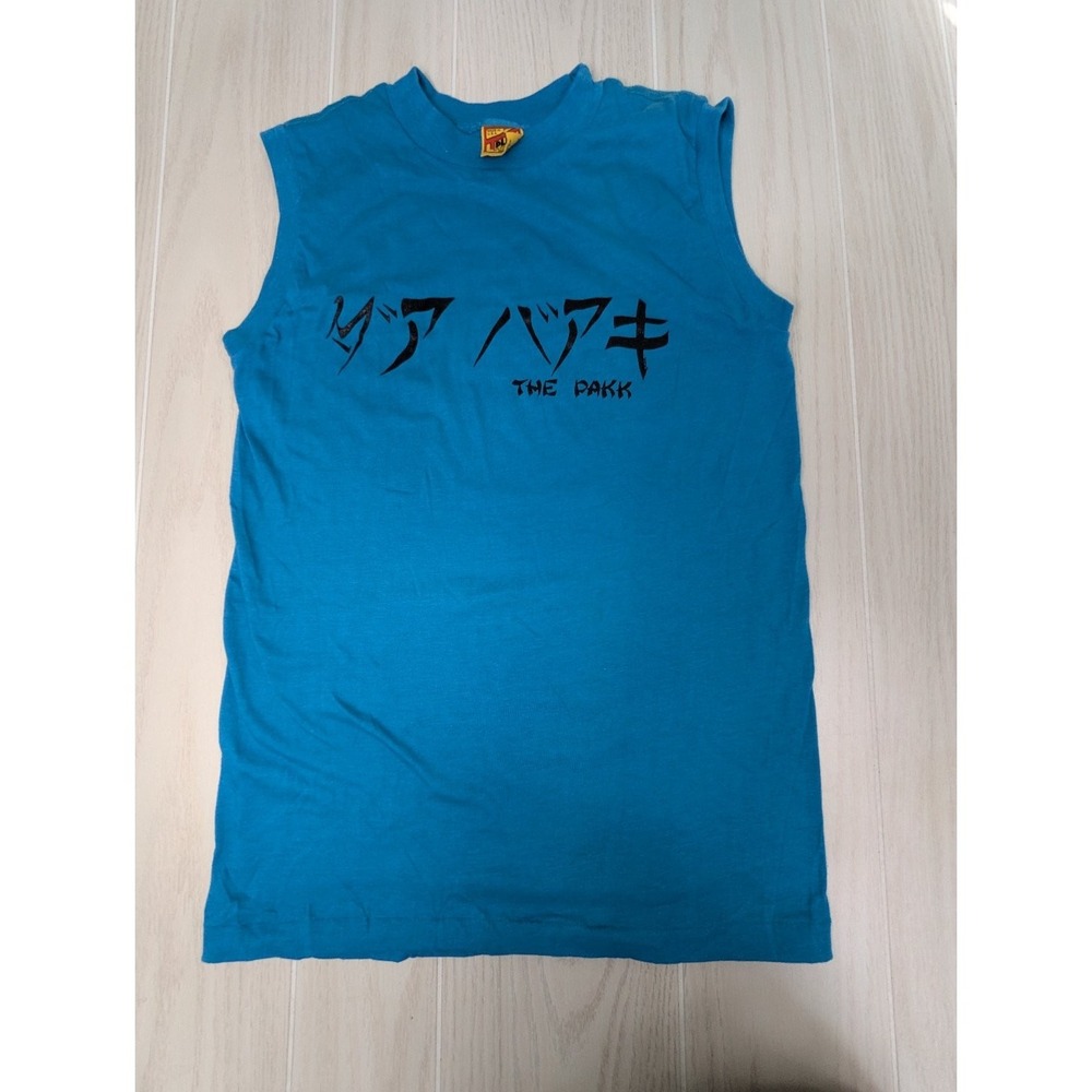 T-PLUS Huntington Mall Men's Teal Blue M Sleeveless T-Shirt vintage 80s USA made - Picture 13 of 13